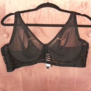 NWT - Victoria's Secret unlined, plunge, black mesh bra